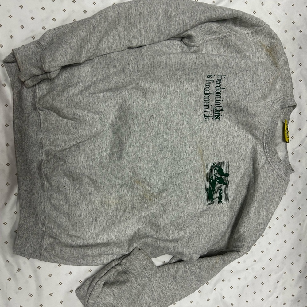 Gray Sweatshirt with Green Graphics